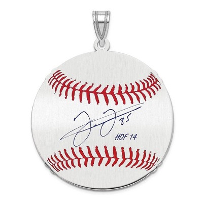 Black Bow Jewelry Sterling Silver Frank Thomas Signature LG Enamel Baseball Pendant