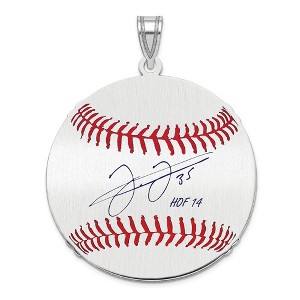 Black Bow Jewelry Sterling Silver Frank Thomas Signature LG Enamel Baseball Pendant - 1 of 4