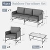 Captiva Designs 4pc Outdoor Patio Iron Metal Furniture Conversation Set with Coffee Table and Cushions - 2 of 4