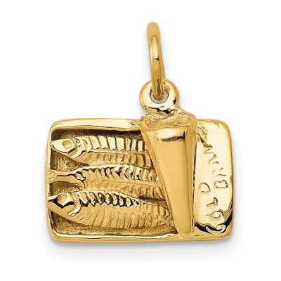 Black Bow Jewelry 14k Yellow Gold Sardine Can Charm, 15mm
