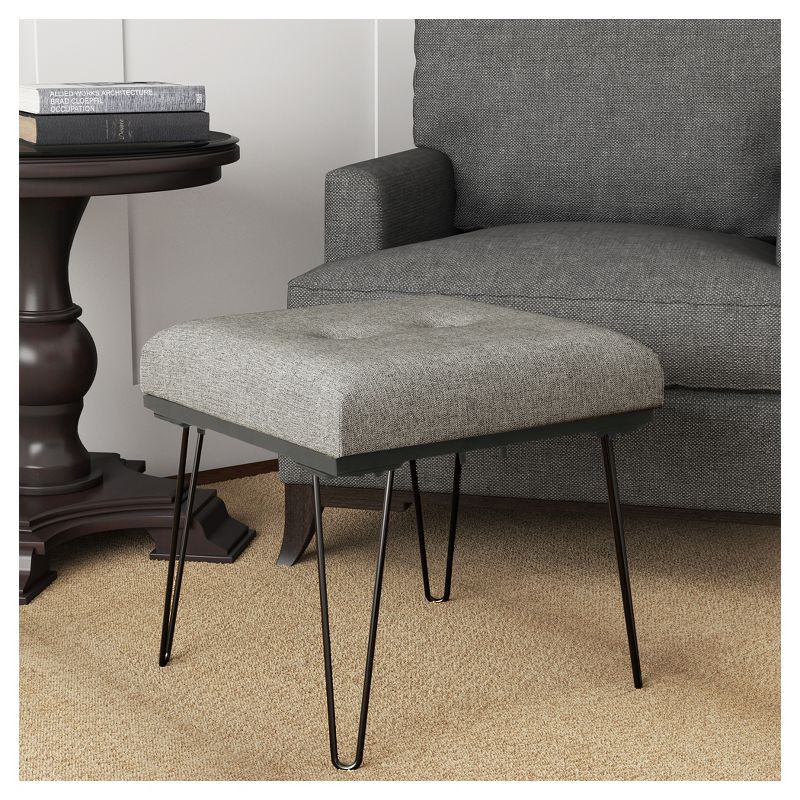 Mid Mod Square Stool Metal Hairpin Leg - Gray - HomePop, 3 of 11