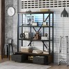 MAYEERTY 3 Shelf Metal Bookshelf with Drawers for Home Open Bookshelf Vintage Industrial Style Shelf with LED Walnut Color - 4 of 4