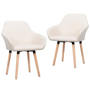 vidaXL Dining Chairs 2 pcs Cream Fabric - 1 of 4