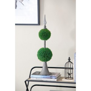 NicBex Double Sphere Boxwood Topiary in Cream Pot, Metal Frame Faux Plant for French Country Home Decor, Two-Tiered Design, Green - 1 of 4