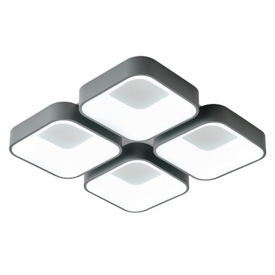 LED Flush Mount Ceiling Light with 4 Square Shapes, Dimmable Modern Fixture for Bedroom Living Room