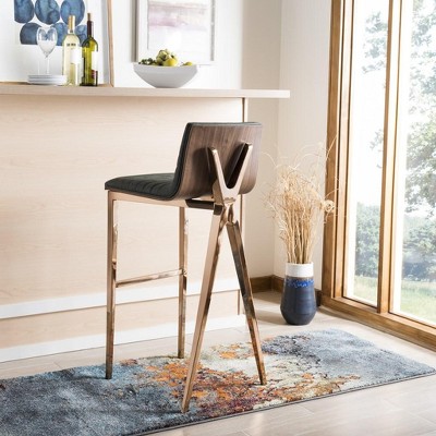 Deluxe Copper Swivel Bar Stool with Ash Green Faux Leather