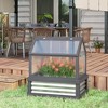 Outsunny Raised Garden Bed with Polycarbonate Greenhouse, Wooden Cold Frame Greenhouse, Garden Flower Planter Protection, 35.5"x22.5"x38.25", Gray - 3 of 4