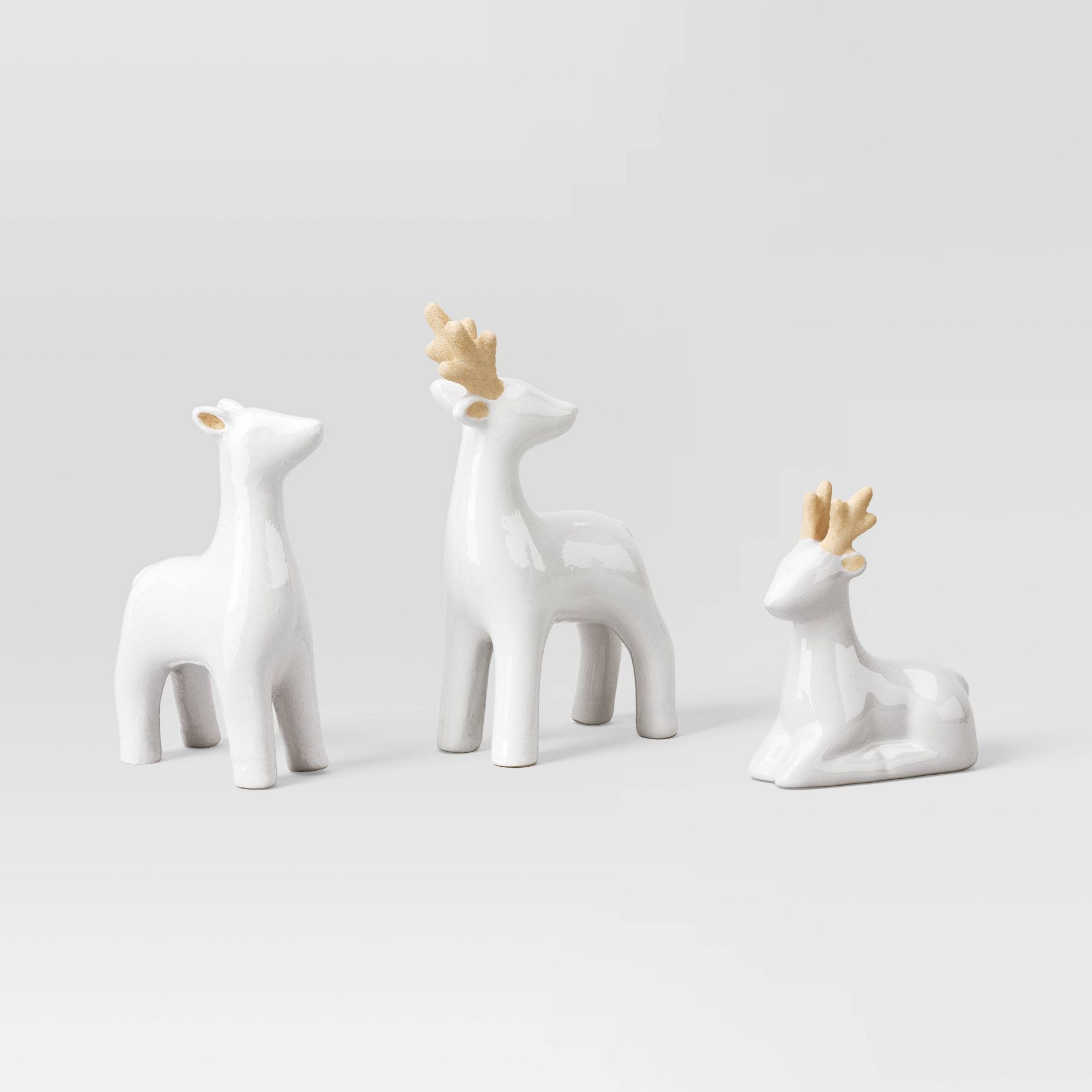 3ct Christmas Ceramic Deer Decor Set White- Wondershop™