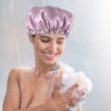 Unique Bargains Women's 2 Layers Waterproof Shower Elastic Hair Caps Pink Champagne Gray 3 Pcs - 2 of 4