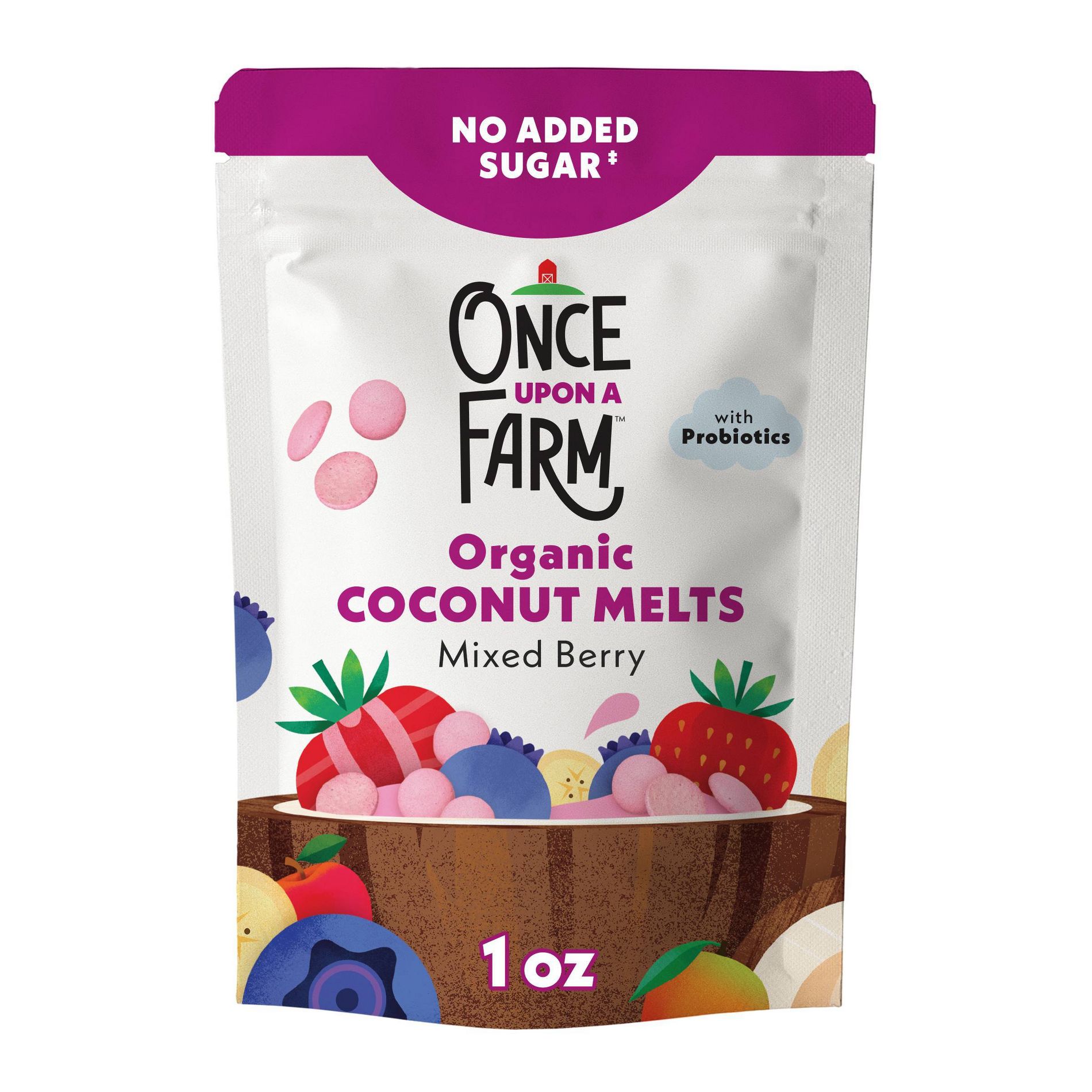 Once Upon a Farm Organic Dairy-Free Coconut Melts Mixed Berry Baby Food - 1oz