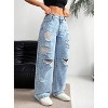 Mocamel Women's  jeans wash high waist straight leg versatile slim fit denim pants - 2 of 4