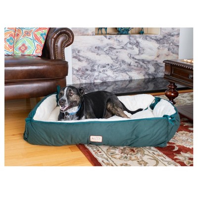 Large Green and Ivory Waterproof Elevated Pet Bed