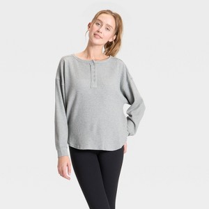 Women's Waffle Henley Long Sleeve Top - JoyLab™ - 1 of 3