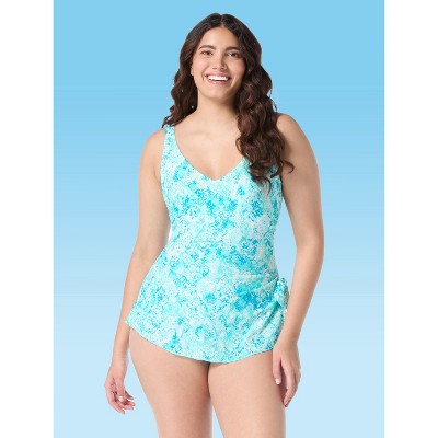 Roxanne V-Neck Cabana Lights Sarong One Piece Swimsuit
