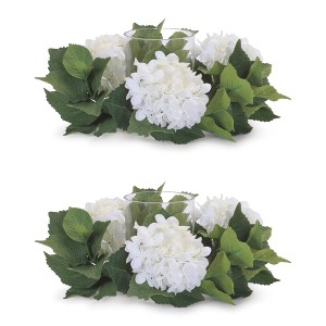 Hydrangea Candle Ring with Glass Hurricane (Set of 2) - 1 of 2