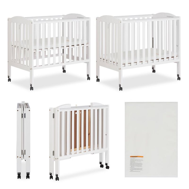 Dream On Me 2-in-1 Portable Folding Stationary Side Crib, White, 5 of 9
