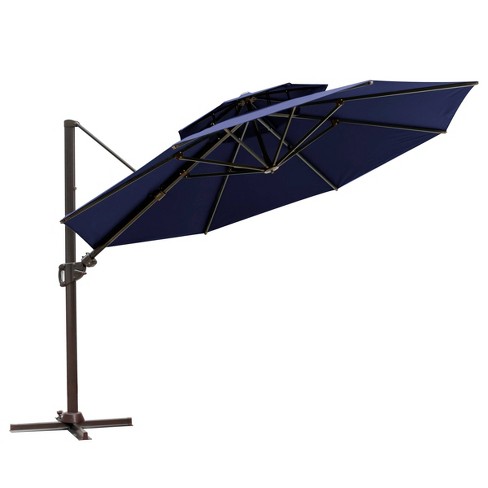 11.5' Luxury Outdoor Double Top Cantilever Umbrella Navy - Crestlive  Products : Target