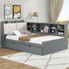 TIRAMISUBEST Wood Twin/Full Size Daybed with Trundle, Shelves and Storage Headboard, Modern Sofa Bed Frame with Rotatable Storage Board - 2 of 4