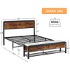 Metal Platform Bed Frame, with Wooden Headboard and 2 Storage Drawers, Heavy Duty Strong Support, No Box Spring Needed, Brown - 2 of 4