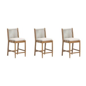 Nathan James (Set of 3) Kayden Outdoor Bar Stool Light Gray - 1 of 4