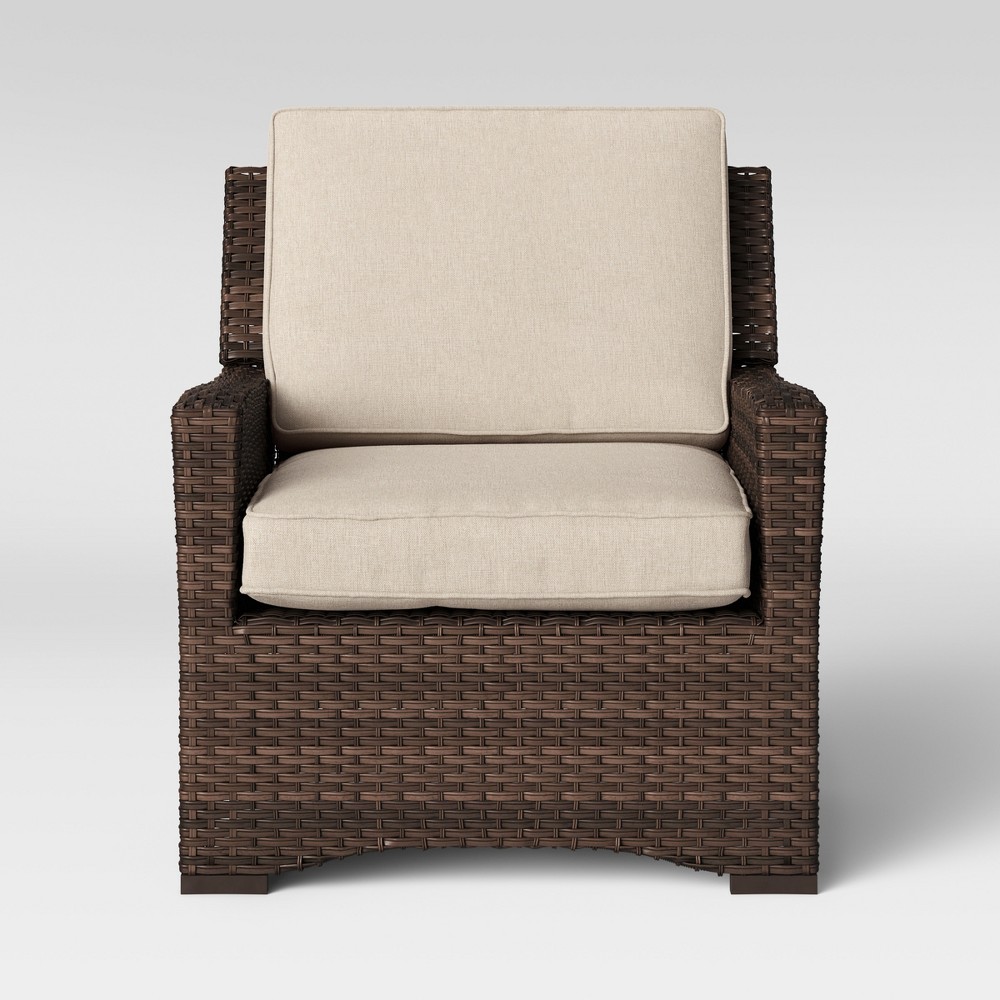Halsted All-Weather Wicker Outdoor Patio Club Chair Tan - Threshold