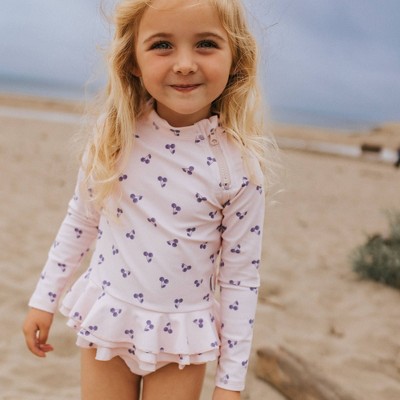 Sunguard Swim Reese Girls’ UPF 50+ Long Sleeve Two Piece Swimsuit Set | Sunguard Swim Ditsy Tropical Blue 4-5Y — фото 4