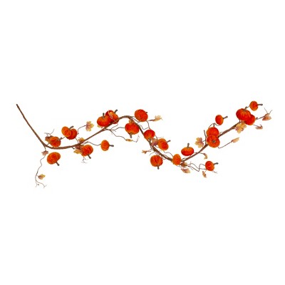 Melrose 4.5' x 1" Orange and Brown Pumpkin Artificial Halloween Garland - Unlit