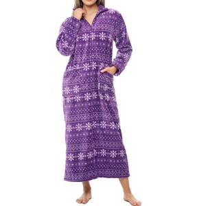 ADR Women's Zip Up Robe Fleece Soft Warm Plush Oversized Zipper Bathrobe - 1 of 3