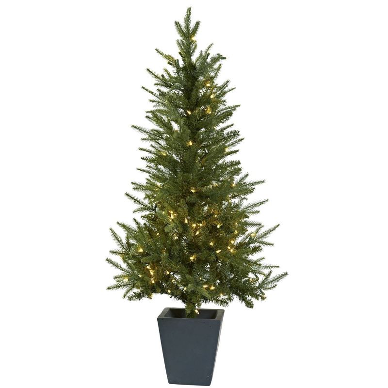 Nearly Natural 4.5' Prelit Artificial Christmas Tree in Decorative Planter, 1 of 2