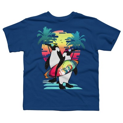 Boy's Design By Humans Penguin Summer Vacation By clingcling T-Shirt