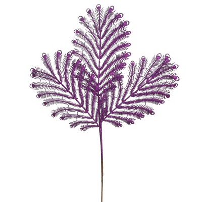 Vickerman 22" Purple Glitter Artificial Peacock Tail Spray - 12ct