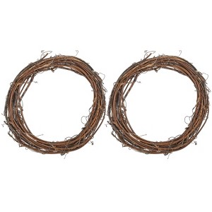 Unique Bargains Metal Door Window Decorations Hoop Rattan Wreaths 2 Pcs - 1 of 4