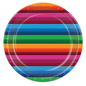 Beistle Fiesta Plates, 9", 3 packs of 8 plates (24/Pkg) Multicolored - 1 of 1