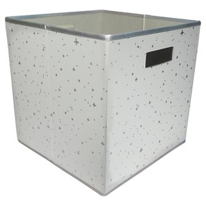 Fabric Cube Toy Storage Bin Silver Stars - Pillowfort , White/Silver