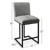 Set of 2 Upholstered Counter Height Bar Stools, 25" Armless Fabric Seat with Black Metal Sled Legs for Kitchen Island & Home Bar-Maison Boucle - 3 of 4