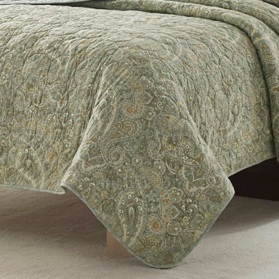 Emilia Blue Reversible Cotton King Quilt Set