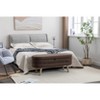 Airsurfer Gray Velvet Storage Bench with Wood Legs, Upholstered Bedroom Bench for Living Room, Bedroom, and Indoor Spaces - 2 of 4