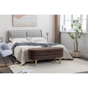 Lyngins Velvet Storage Benches with Wood Legs,Upholstered Storage Ottoman Bench for Living Room,Bedroom - 1 of 4