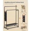SONGMICS HOME Double-Rod Clothes Rack, Clothes Rail on Wheels, Portable Garment Rack, with 2 Clothes Hanging Rails, Fabric Shelf, Ink Black - 3 of 4