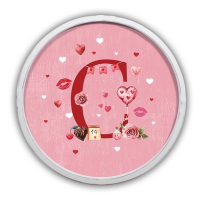 Creative Products Valentine Things Monogram Round White Framed Print