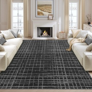 Plaid Machine Washable Rug with Rubber Backing Modern Non-Slip Carpet for Living Room, Bedroom, Dining Room, Office, Playroom, Nursery - 1 of 4