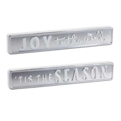 Melrose Metal Holiday Sentiment Sign (Set of 2)