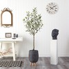 Nearly Natural 70-in Olive Artificial Tree in Gray Planter with Stand - 3 of 4