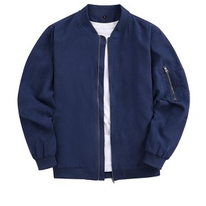 BLUEMING Mens Varsity Leather Jacket Vintage Lightweight Suede Bomber Softshell Flight Casual Jacket - 1 of 4