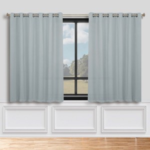 Classic Modern Solid Room Darkening Semi-Blackout Curtains, Grommets, Set of 2 by Blue Nile Mills - 1 of 4