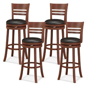 Costway Set of 4 Bar Stools Swivel Bar Height Dining Chairs with Backrests & Footrests - 1 of 4