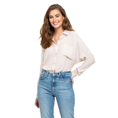 August Sky Women's Extended Shoulder Woven Top