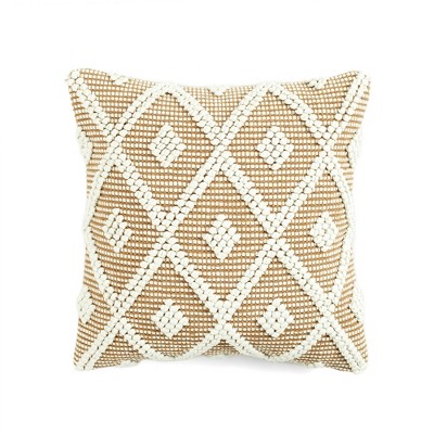 18x18 Metallic Embroidered Diamond Square Throw Pillow White/gold - Vcny  Home : Target