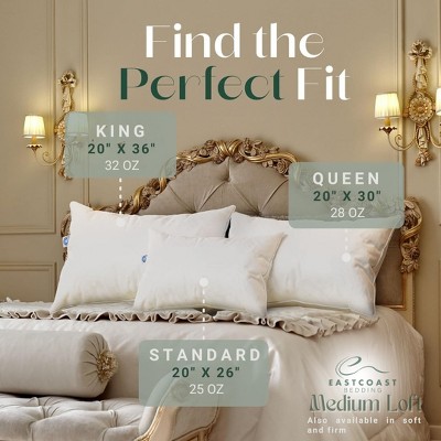 Queen Size White Goose Down Hypoallergenic Pillow Set