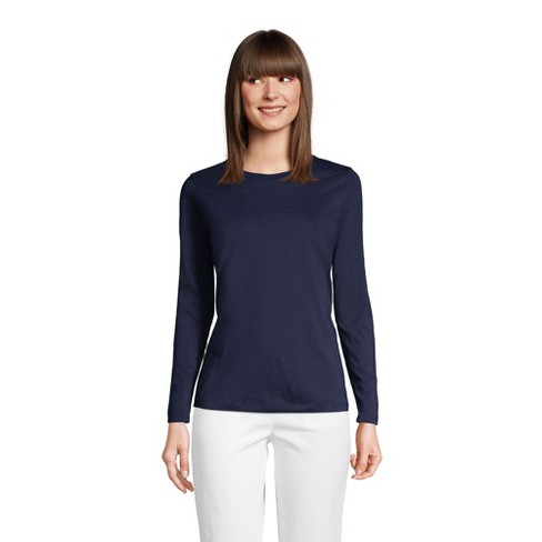 Lands' End Women's Tall Relaxed Supima Cotton Long Sleeve Crewneck T ...